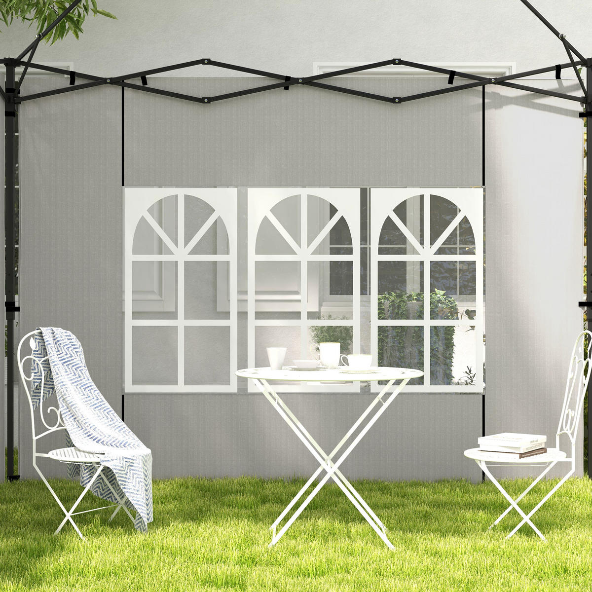 PAVILLON-SEITENTEIL Weiß 1 Stück - Weiß, Kunststoff (293/193cm) - GiPP