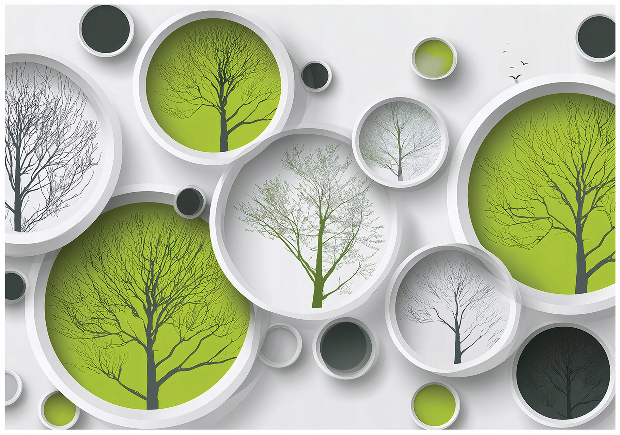 FOTOTAPETE 3D Abstrakt Grün 350x250 cm - Multicolor, Papier (350/250cm) - Wallarena