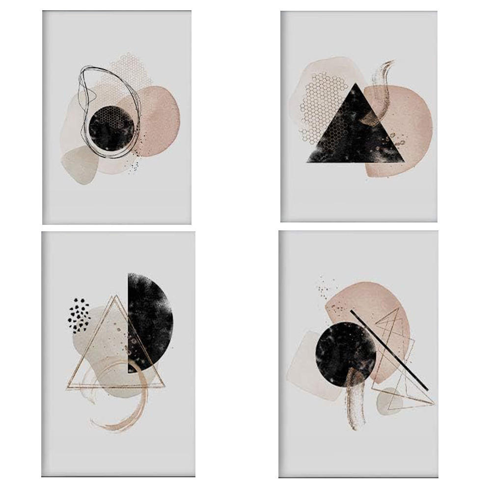 POSTER Set mit 4 Abstrakte Formen und Figuren Braun A4 Rahmenlos - Klar, Papier (29.7/3cm) - Nacnic