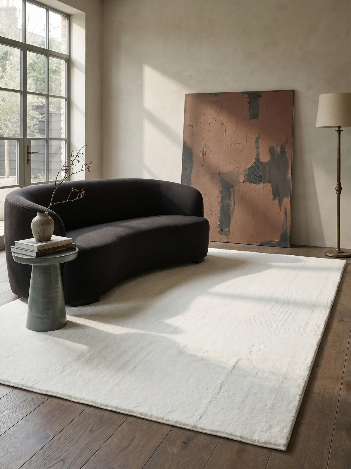 KURZFLORTEPPICH Antirutsch Uni RUTOR Polyester Creme 160 x 220 cm - Beige, Textil (160/220cm) - KADIMA DESIGN