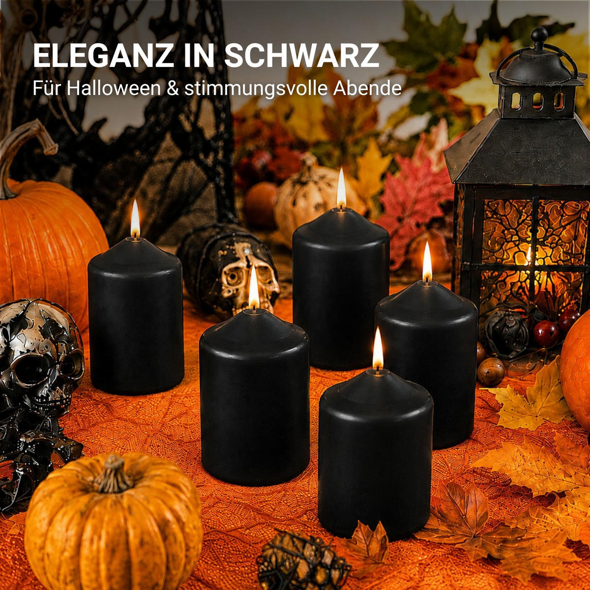 STUMPENKERZEN Ø4xH6 cm Schwarz 6er-Pack - Schwarz, Naturmaterialien (4/6cm)