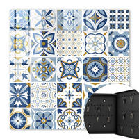 SCHLÜSSELBOX Schwarz 30x30 cm- Türöffnung nach rechts - Bunte Fliesen - Blau, Metall (30/30/5cm) - TULUP