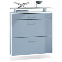 SCHUHSCHRANK Malea Front in Denim - Pastellblau, Holzwerkstoff (89/96/23cm) - Vladon