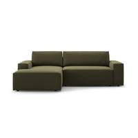 ECKSOFA ausklappbar links mit Container Jodie aus Samt grün 3 Sitzplätze - Grün, Textil (246/151cm) - Micadoni