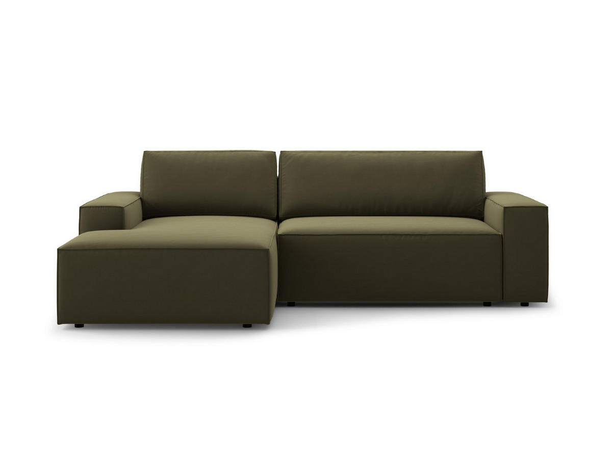 ECKSOFA ausklappbar links mit Container Jodie aus Samt grün 3 Sitzplätze - Grün, Textil (246/151cm) - Micadoni