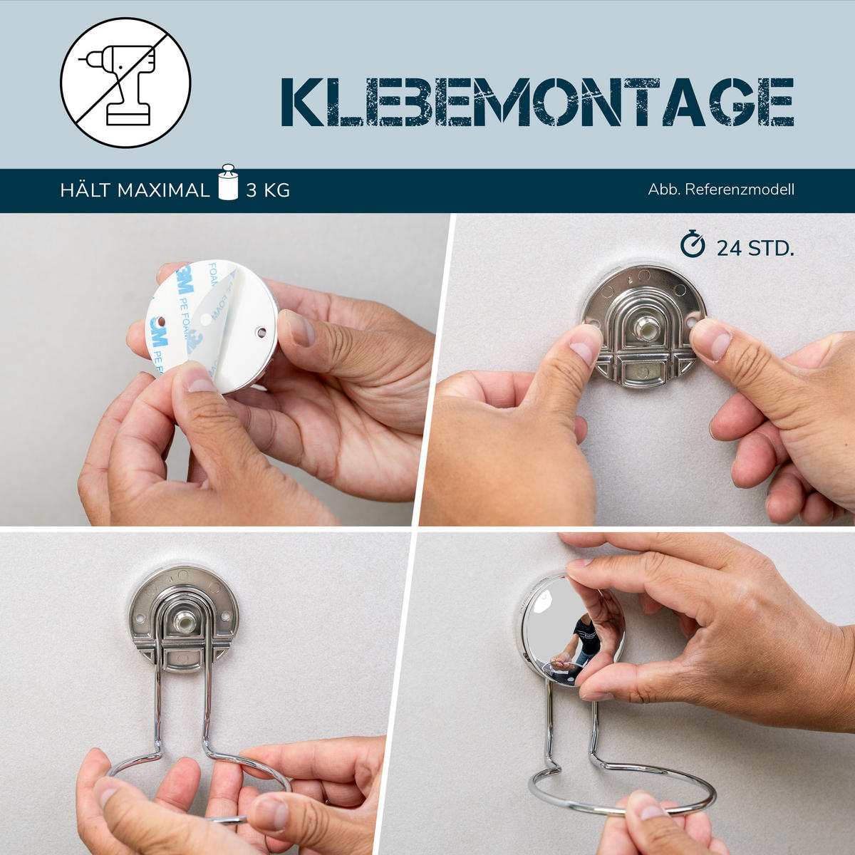 BADZUBEHÖR Starter-Set MOON-LOC 6tlg. - Edelstahlfarben, Metall (8.9/10.7/10cm) - bremermann