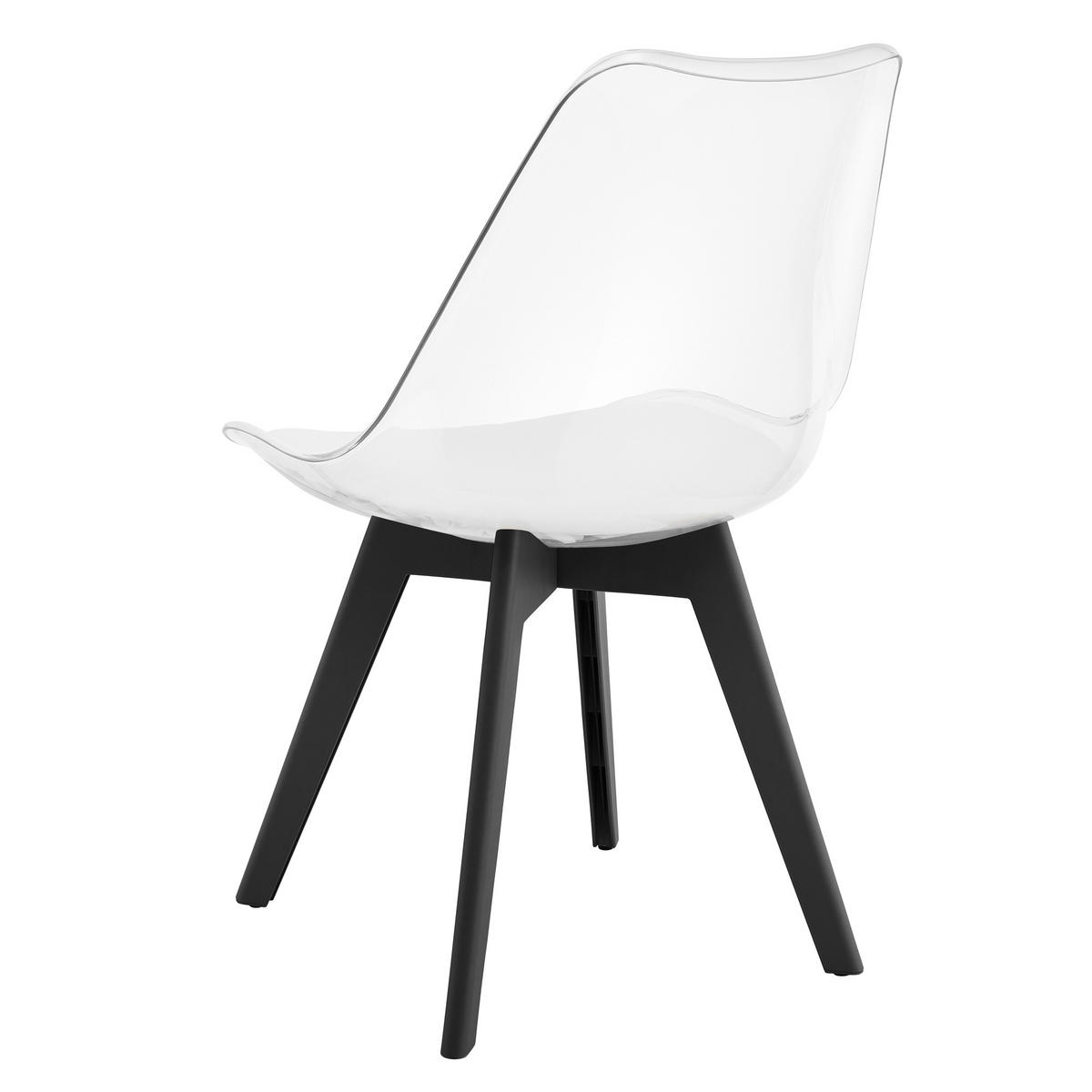 ESSZIMMERSTUHL RIKX transparenter Sitz, schwarze Beine - Transparent/Schwarz, Kunststoff (49/82/43cm) - Valora