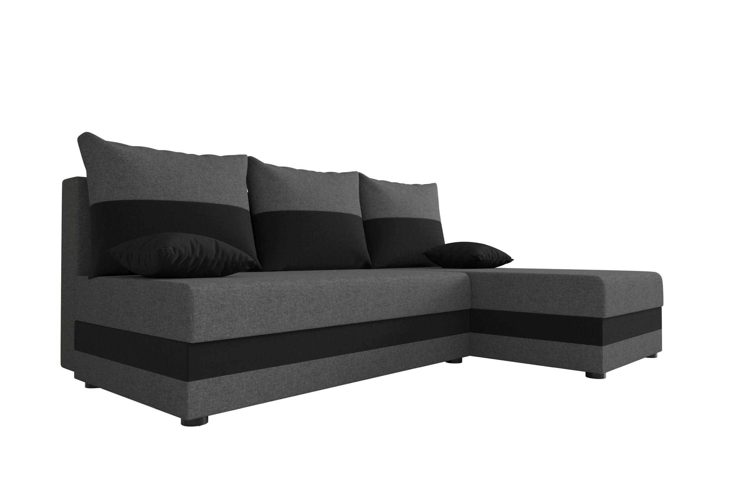 ECKSOFA HEWLET L Sawana 05+14 Rechts mit Schlaffunktion - Dunkelgrau, Textil (200/140cm) - Bedante