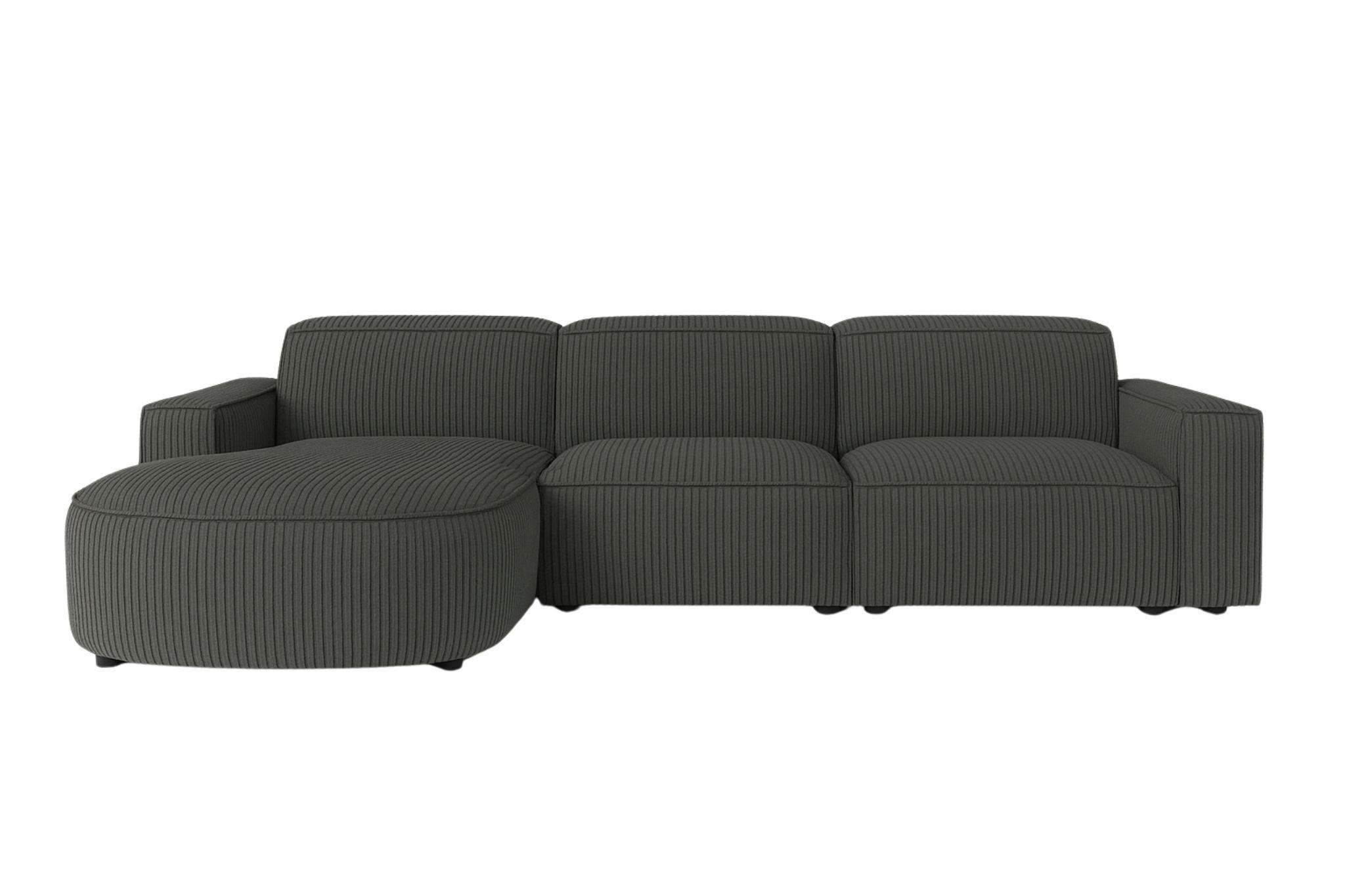 ECKSOFA Cursal Round L-Form, Stoff Poso, Grau, Links - Grau, Holz (284/166cm) - Kaiser Möbel