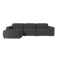 ECKSOFA Cursal Round L-Form, Stoff Poso, Grau, Links - Grau, Holz (284/166cm) - Kaiser Möbel