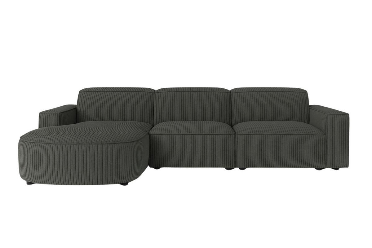ECKSOFA Cursal Round L-Form, Stoff Poso, Grau, Links - Grau, Holz (284/166cm) - Kaiser Möbel