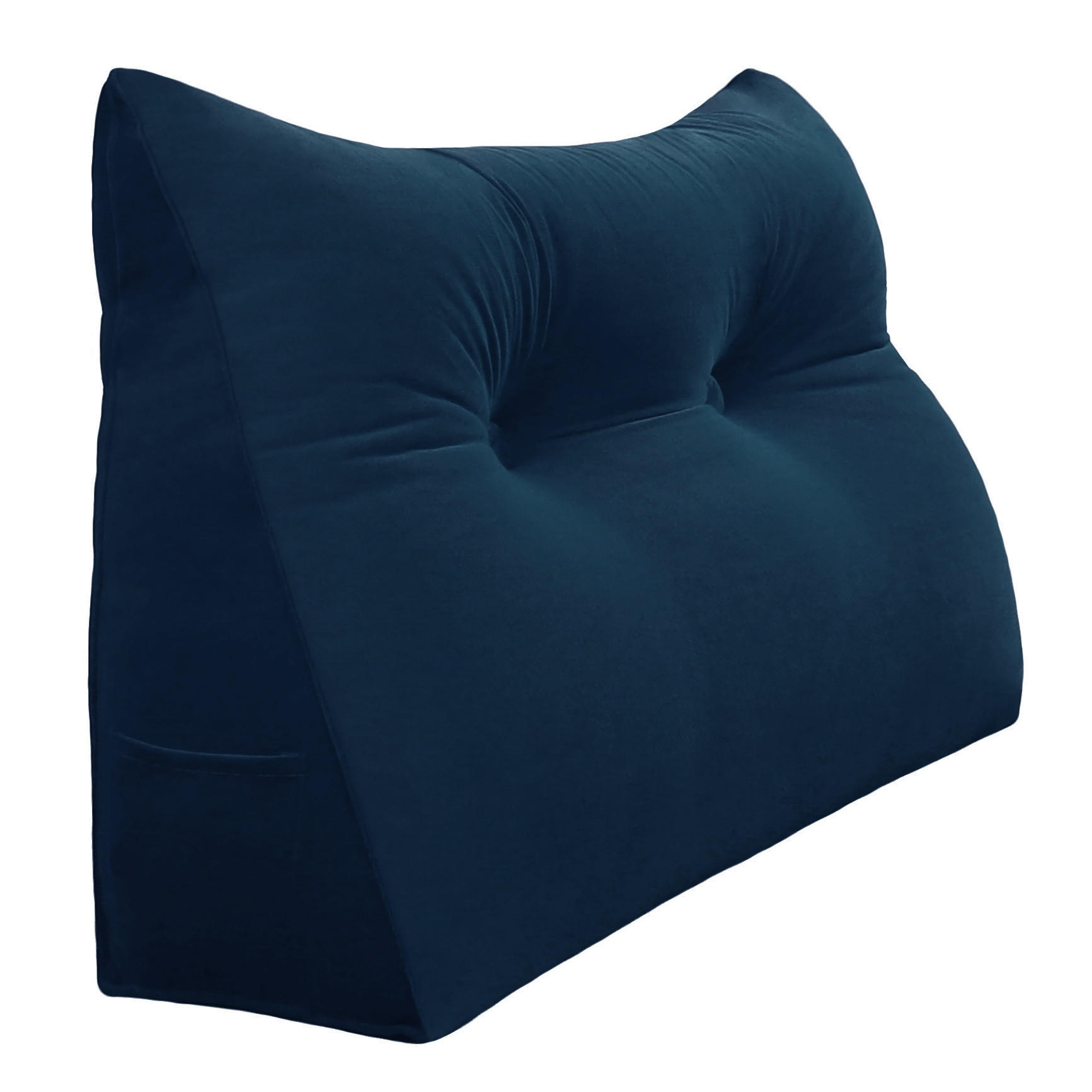 LESEKISSEN für Bett Samt Blau 60 cm - Blau, Textil (50/60cm) - Vercart