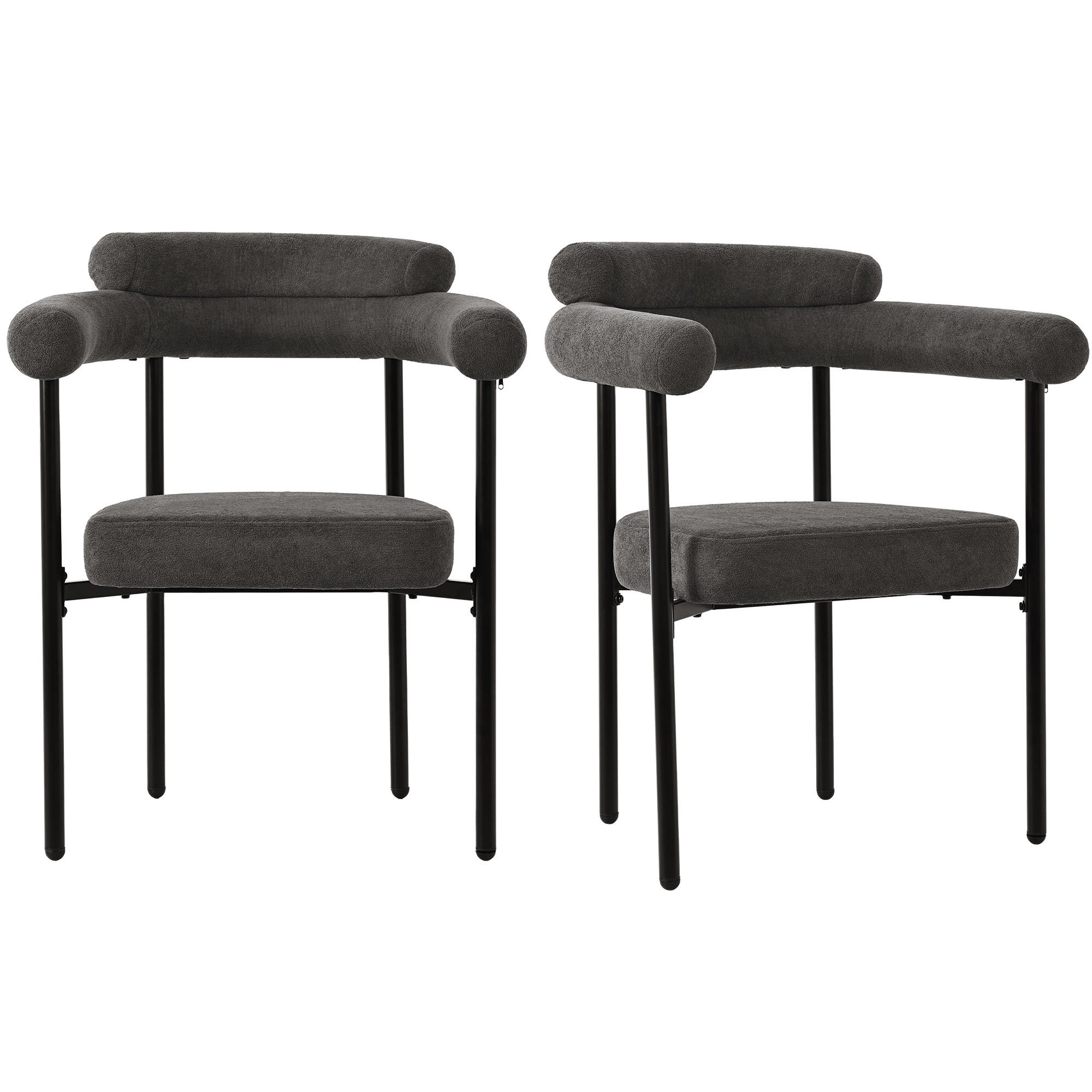 ARMLEHNSTUHL-SET DE-35558 2 Stück mit Wildlederbezug Dunkelgrau - Dunkelgrau, Metall (62/84/70cm) - ComfortXL