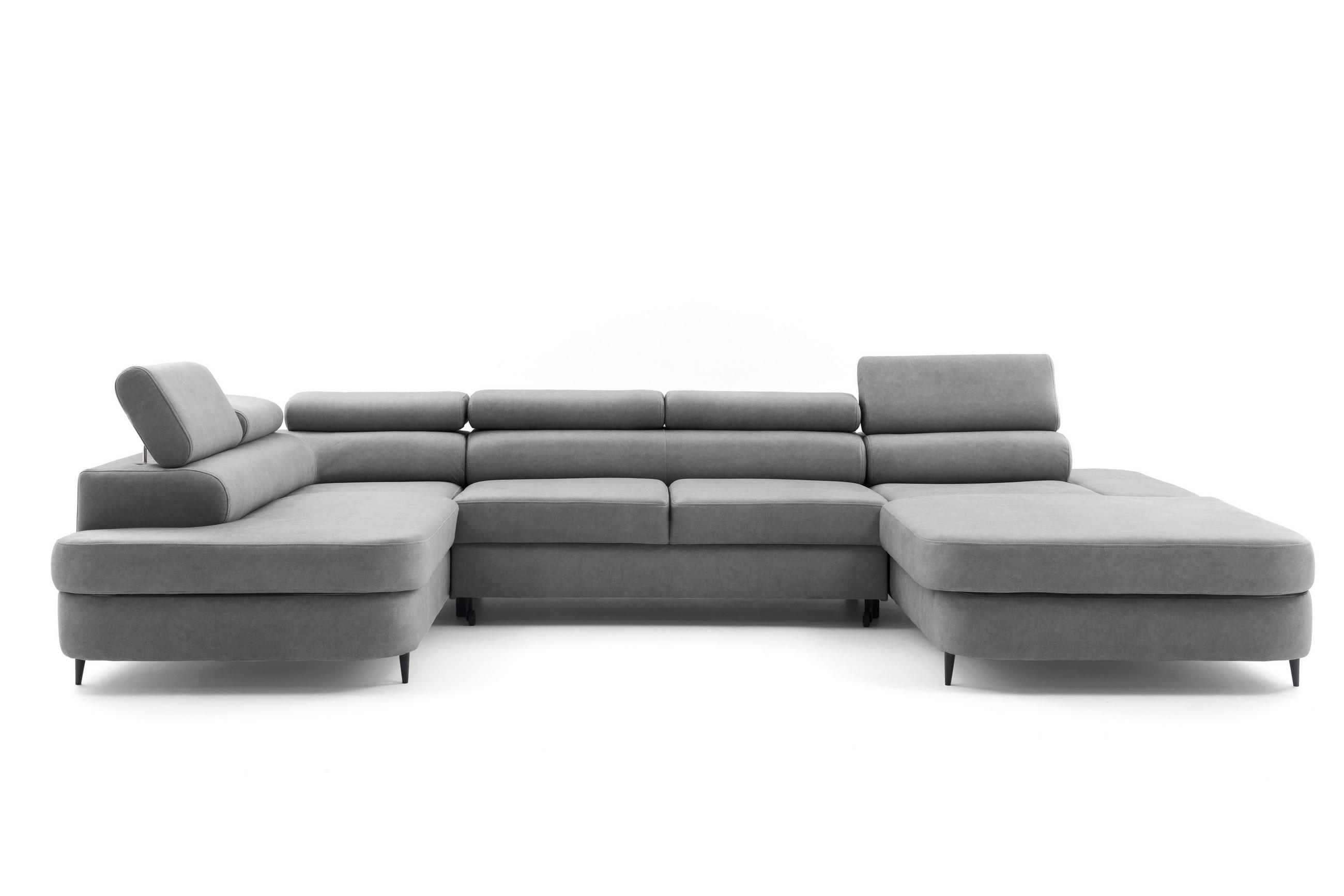 ECKSOFA U-Form PRIAM U Links mit Schlaffunktion 126x270 Velours Grau - Schwarz/Grau, Holz/Textil (350/91/203cm) - Muffo