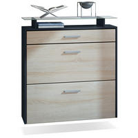 SCHUHSCHRANK Malea Front in Eiche sägerau - Eiche San Remo, Holzwerkstoff (89/96/23cm) - Vladon
