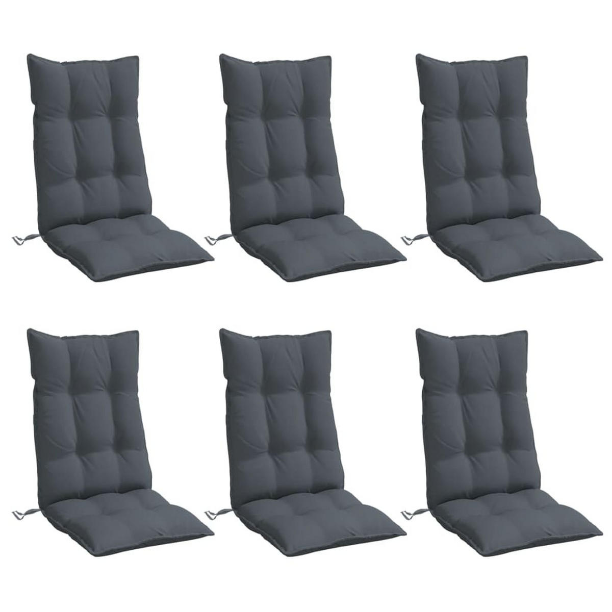 HOCHLEHNER-AUFLAGEN 6Er Set Anthrazit Oxford-Gewebe - Anthrazit, Textil (50/7/120cm) - vidaXL