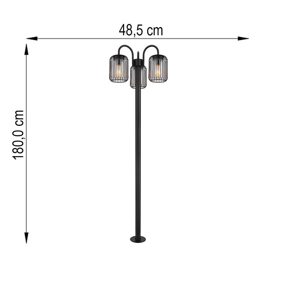 STEHLEUCHTE ADELHEID Edelstahl Schwarz - Schwarz, Metall (48.5/48.5/180cm) - Globo Lighting
