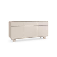 SIDEBOARD aus Kaschmir mit drei Schränken und drei Schubladen – Modernes Design, kugelförmige Beine, 160 x 75 x 39 cm - Beige, Holzwerkstoff (160/75/39cm) - 3XE LIVING
