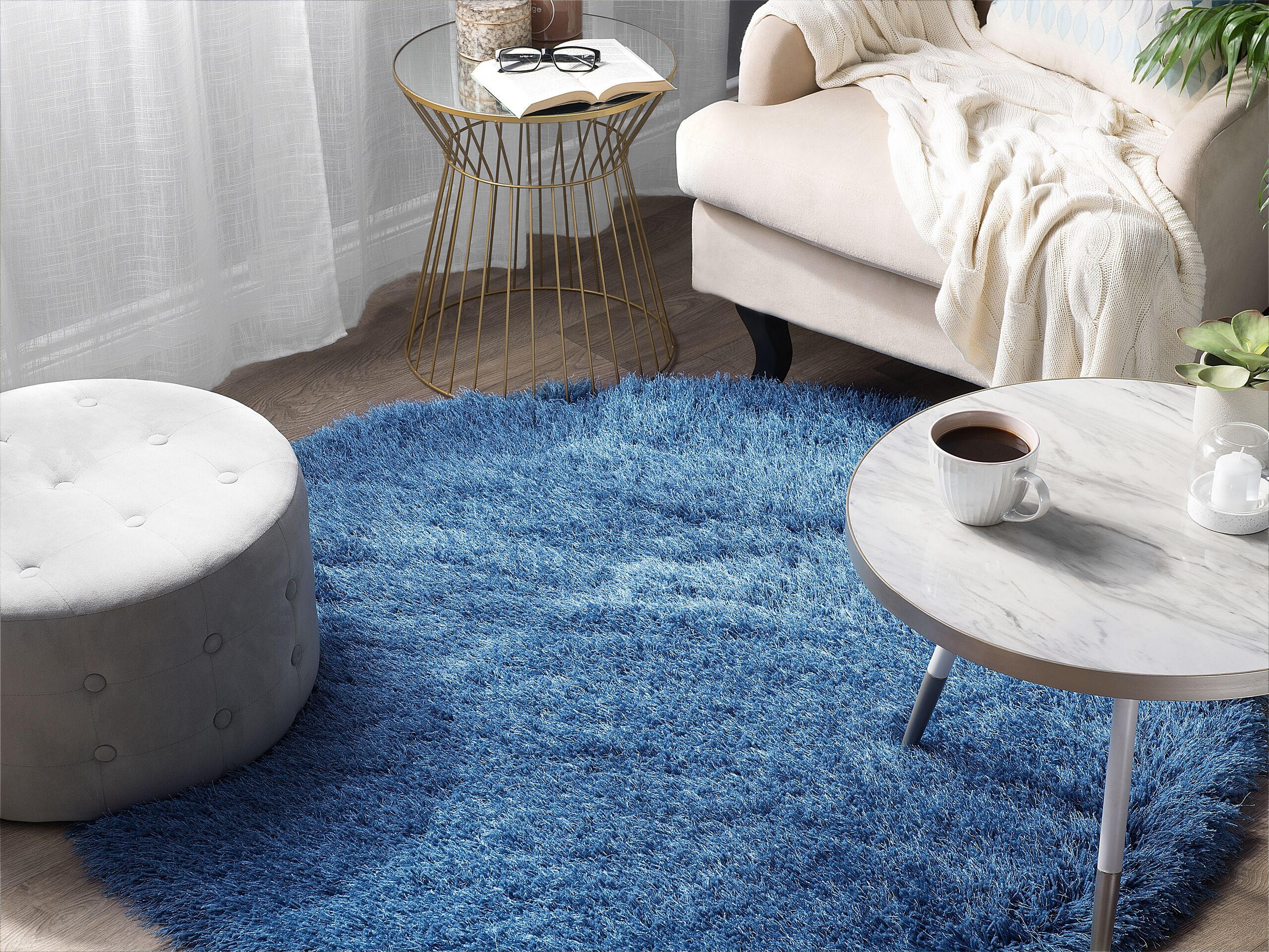 SHAGGY-TEPPICH Cide 140/140 cm - Blau, Kunststoff (140/140cm) - Beliani