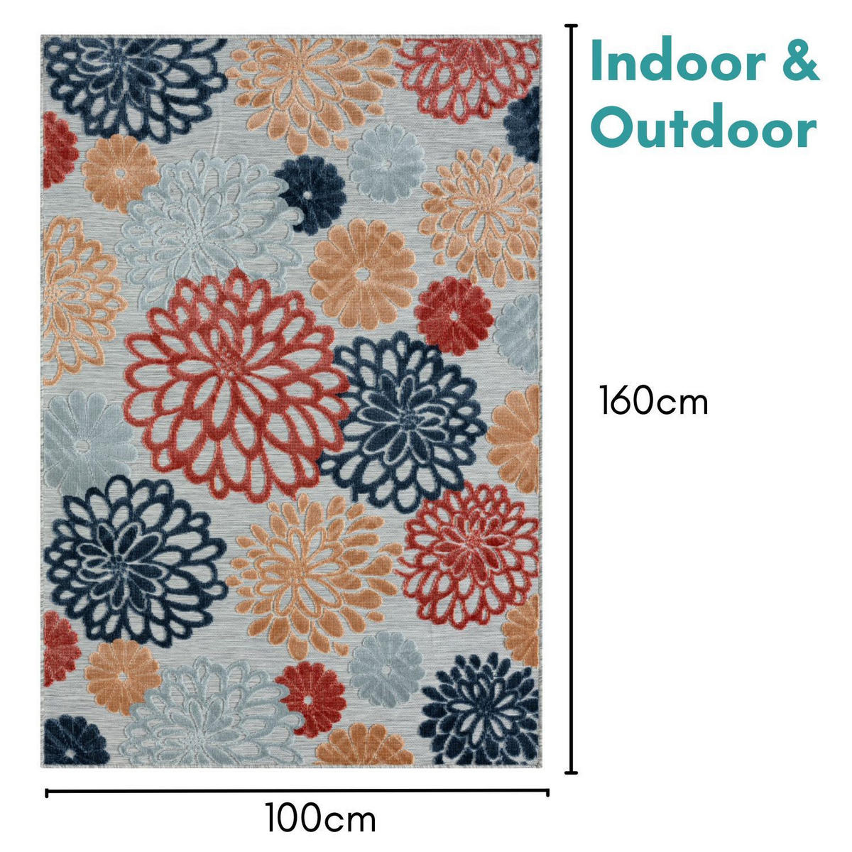 OUTDOORTEPPICH Bramble Dunkelblau,Rostfarben,Currygelb 100/160 cm - Multicolor/Hellgrau, Textil (100/160cm) - My-Rug