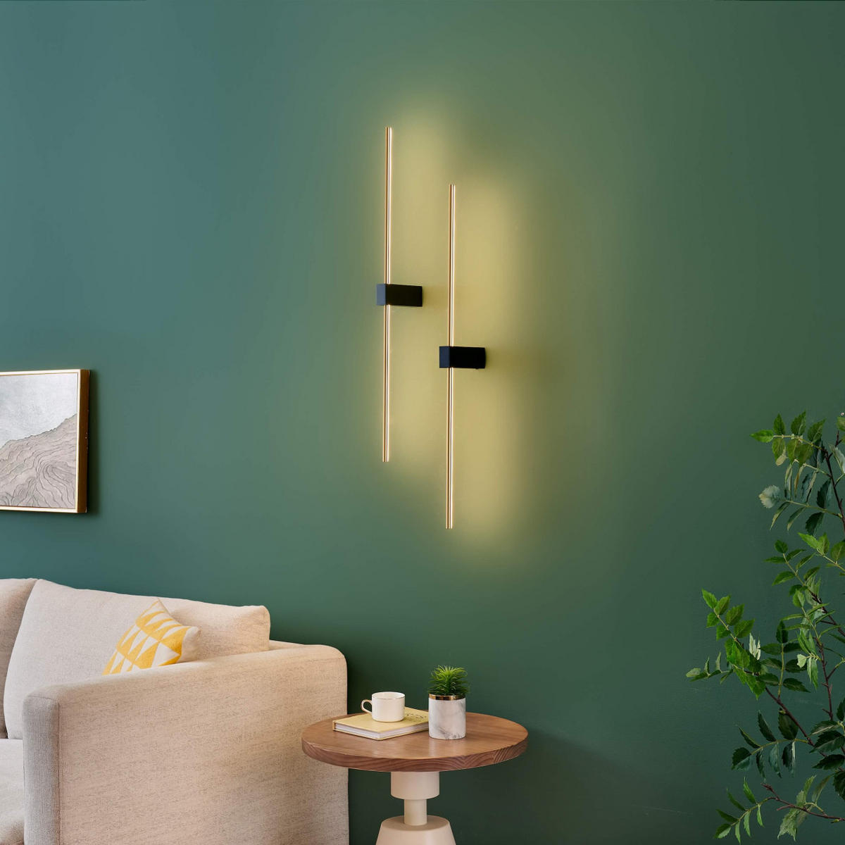 WANDLEUCHTE Edeline, Schwarz und gold, 80cm - Goldfarben, Metall (13/80/13cm) - KOSILUM