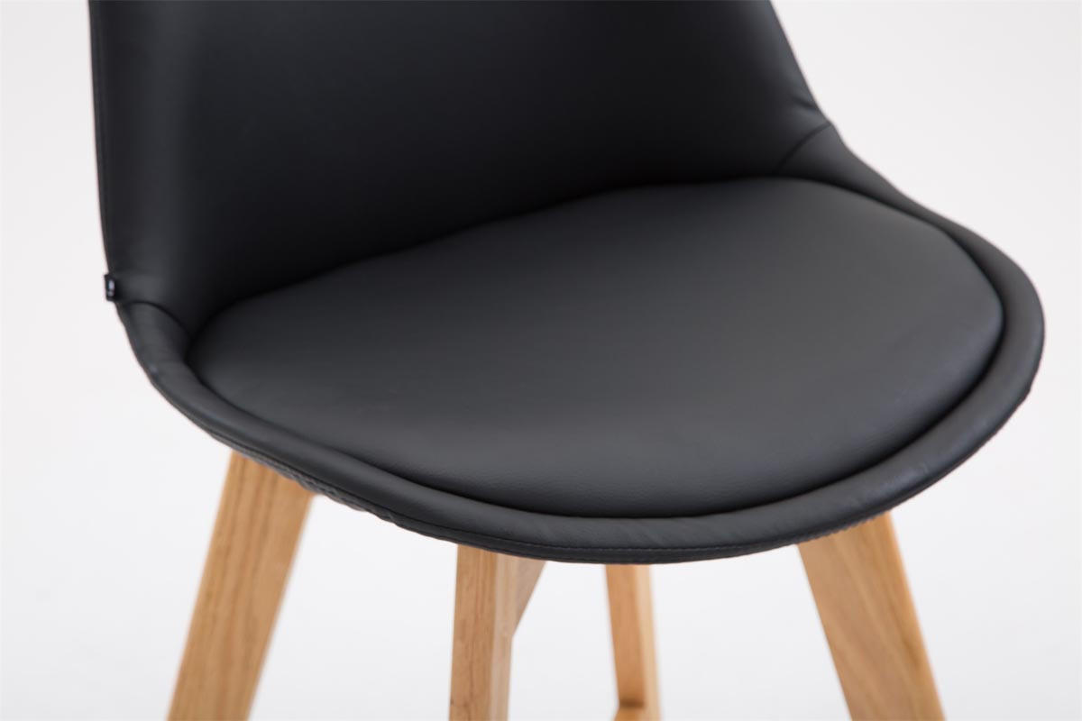 BARHOCKER Dumir Kunstleder Schwarz - Schwarz, Leder (48/112/56cm) - DELUKE