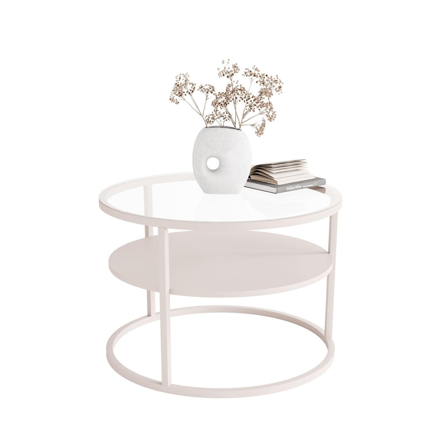 COUCHTISCH CIRI GLASS KASCHMIR mit Ablage Platte aus transparentem Glas - Kaschmir, Glas (70/70/47cm) - Lookway