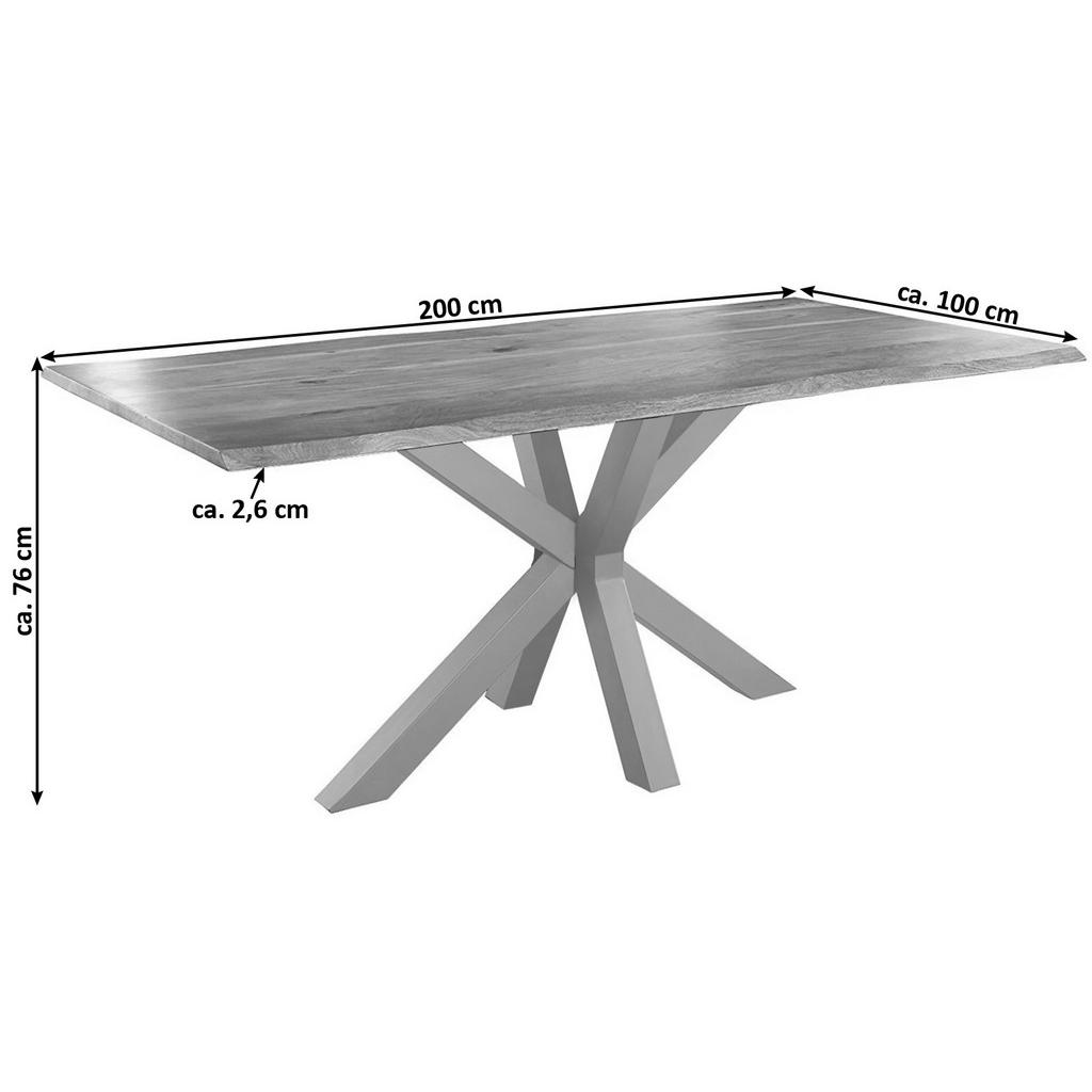 Thumbnail - SAM Esstisch, Beige, Holz, Echtholz,Akazie, Rechteckig,Quadratisch, Sternfuß, 200x76x100 cm, Esszimmer, Tische, Esstisch...