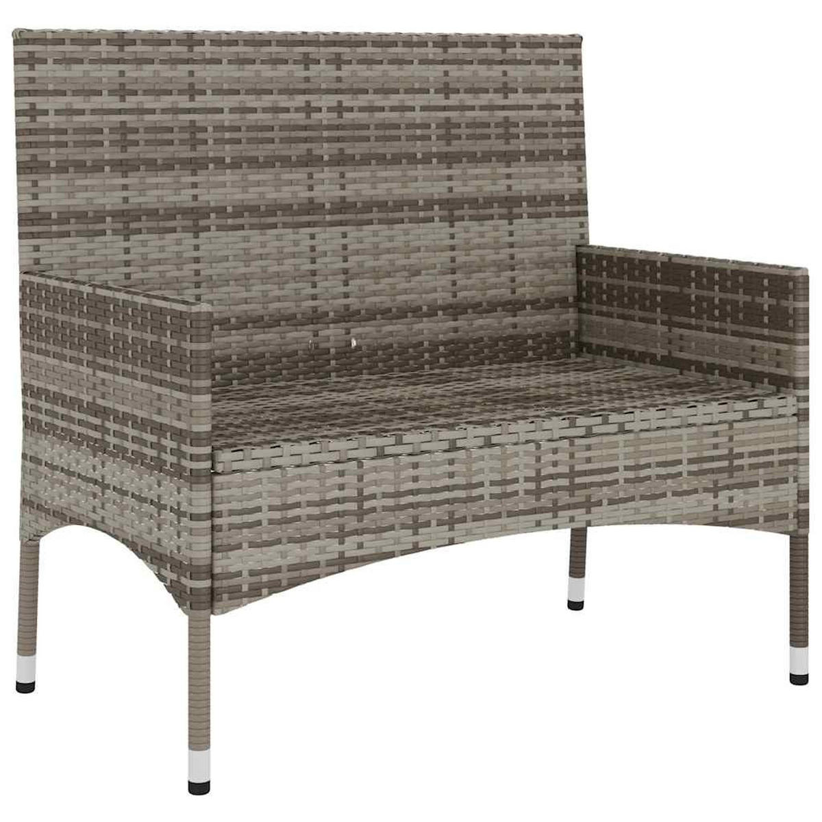 GARTENBANK 2-Sitzer Mit Kissen Grau Poly Rattan - Grau, Kunststoff (90/85/51cm) - vidaXL