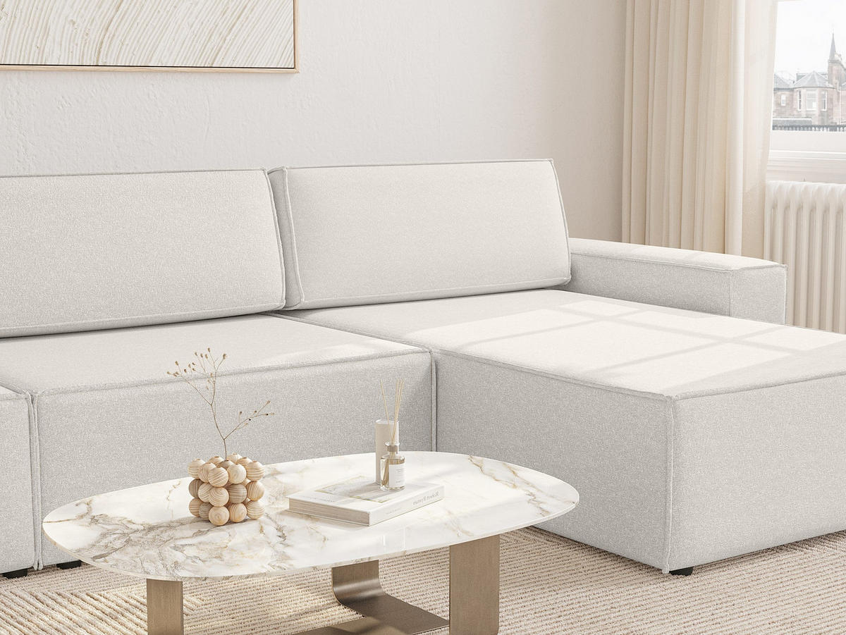 ECKSOFA Lummo Re mit Schlaffunktion, Cremeweiß - Weiß, Textil (323/185cm) - Fedve