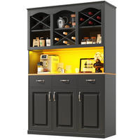 KÜCHENSCHRANK mit LED-Beleuchtung 120 x 40 x 180 cm MDF Schwarz - Schwarz, Holzwerkstoff (40/180/120cm) - Meubliv