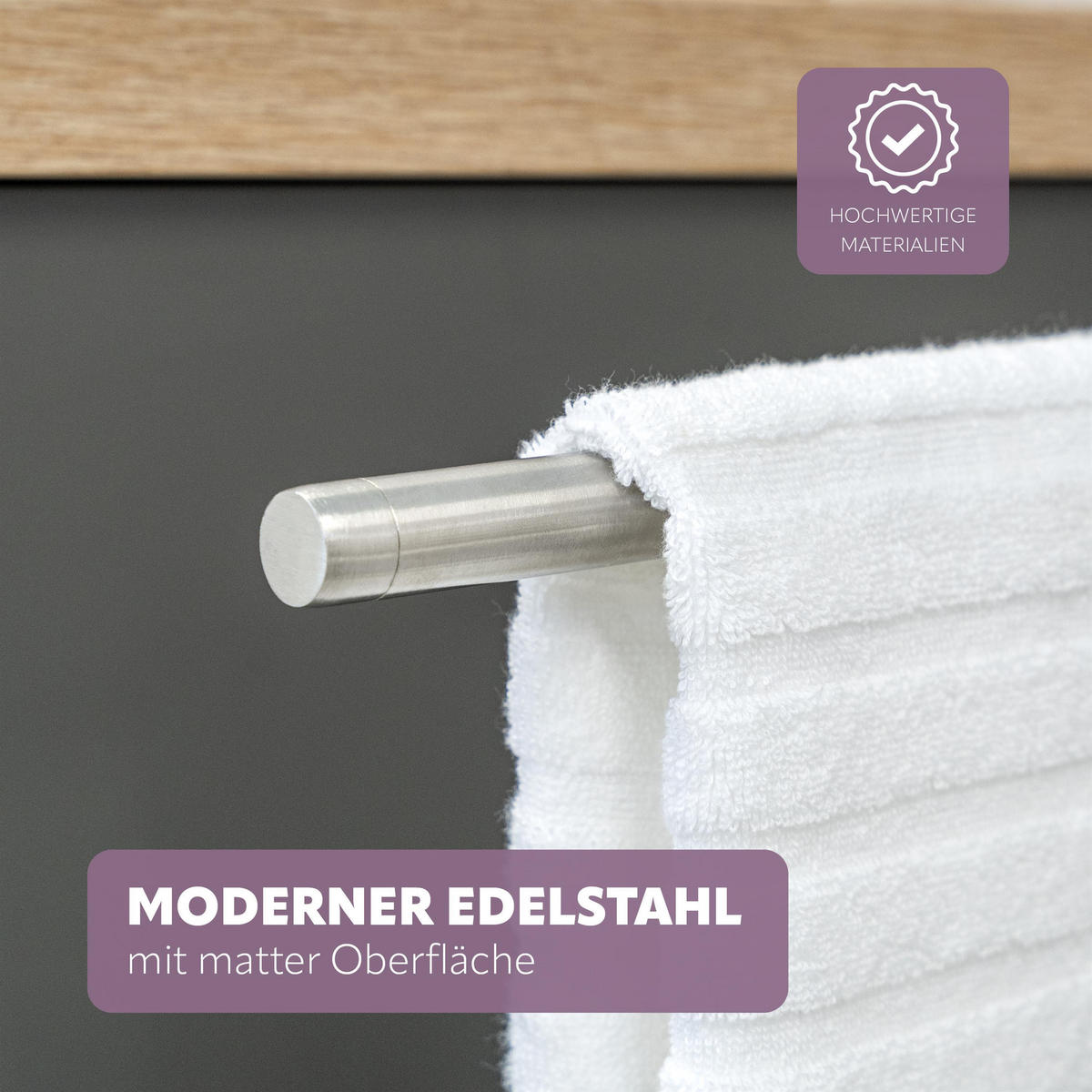 TELESKOPHANDTUCHSTANGE PIAZZA Edelstahl - Edelstahlfarben, Metall (6/6/50cm) - bremermann