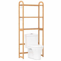 TOILETTENREGAL aus Bambus natürlich - Naturfarben, Naturmaterialen (71.5/166/25cm) - COSTWAY
