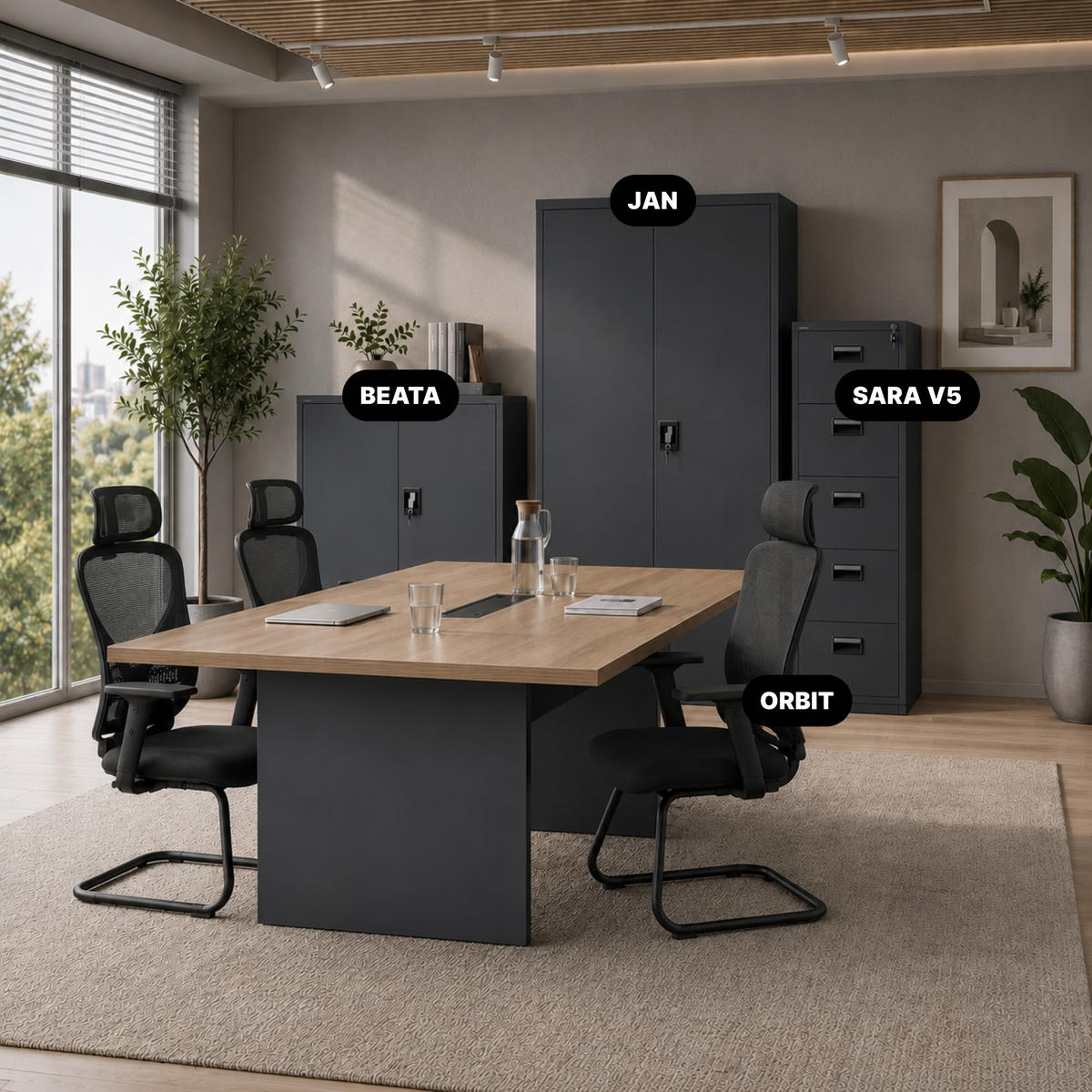 AKTENSCHRANK aus Metall SARA V5 460 x 1625,5 x 600 mm - Anthrazit, Metall (46/163/60cm) - Jan Nowak