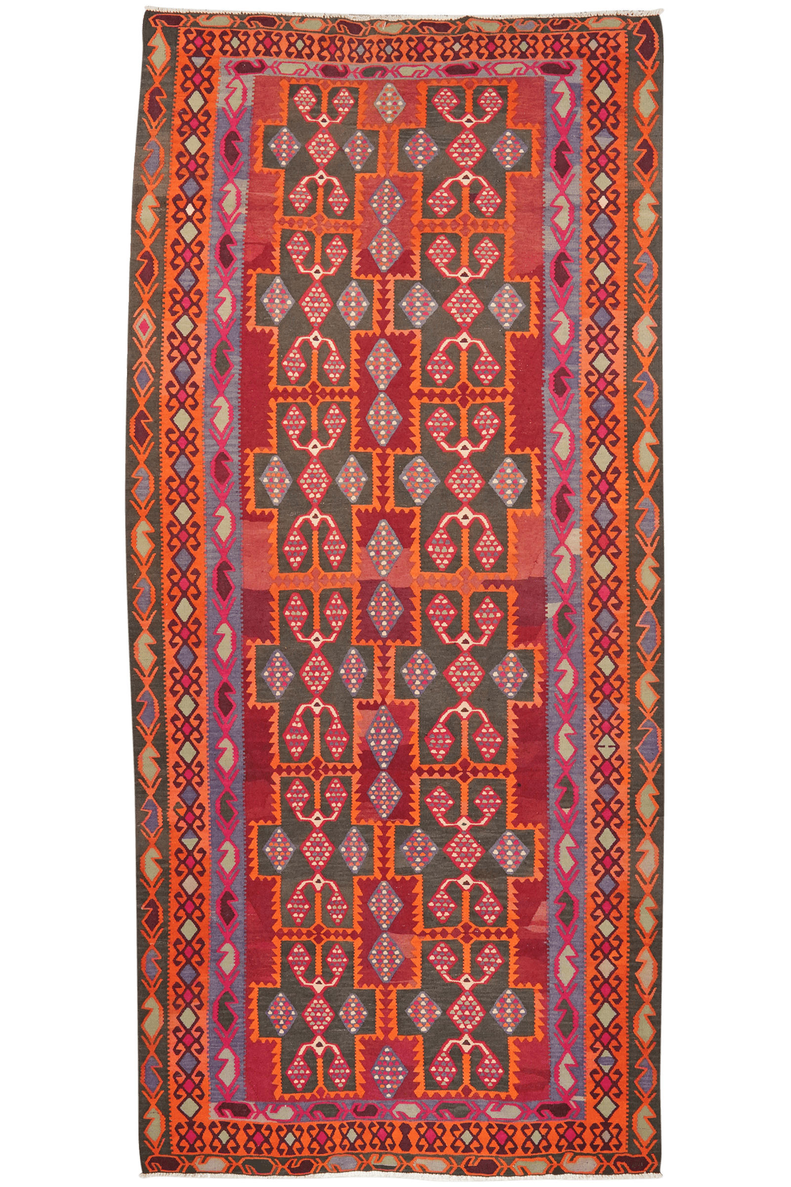 KELIM-TEPPICH handgewebt Ardebil Bunt 402/183 cm Schurwolle - Multicolor, Textil (183/402cm) - Looma