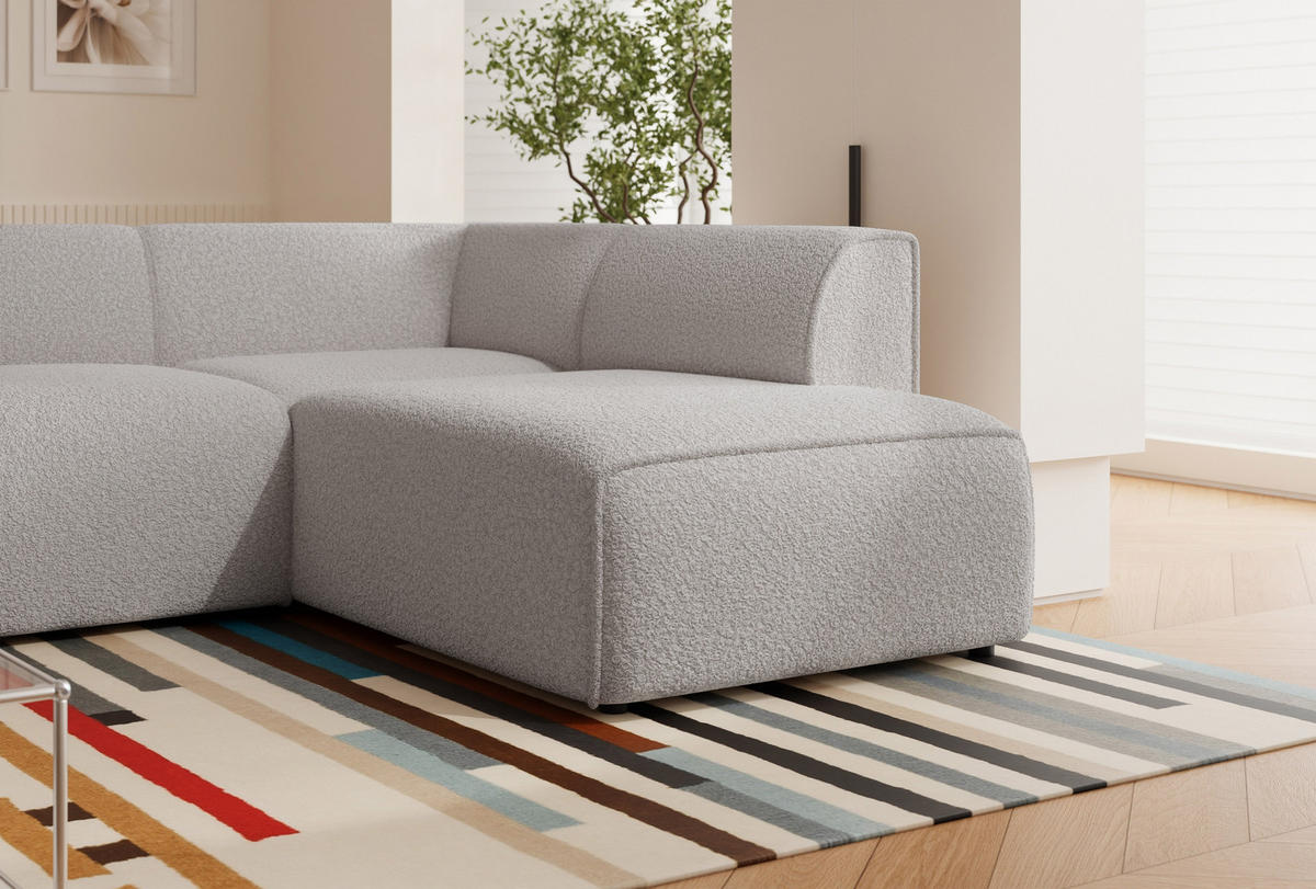 ECKSOFA ZAVO Feiner Mischstoff in Grau - Grau, Holzwerkstoff/Kunststoff (310/218cm) - Idohome