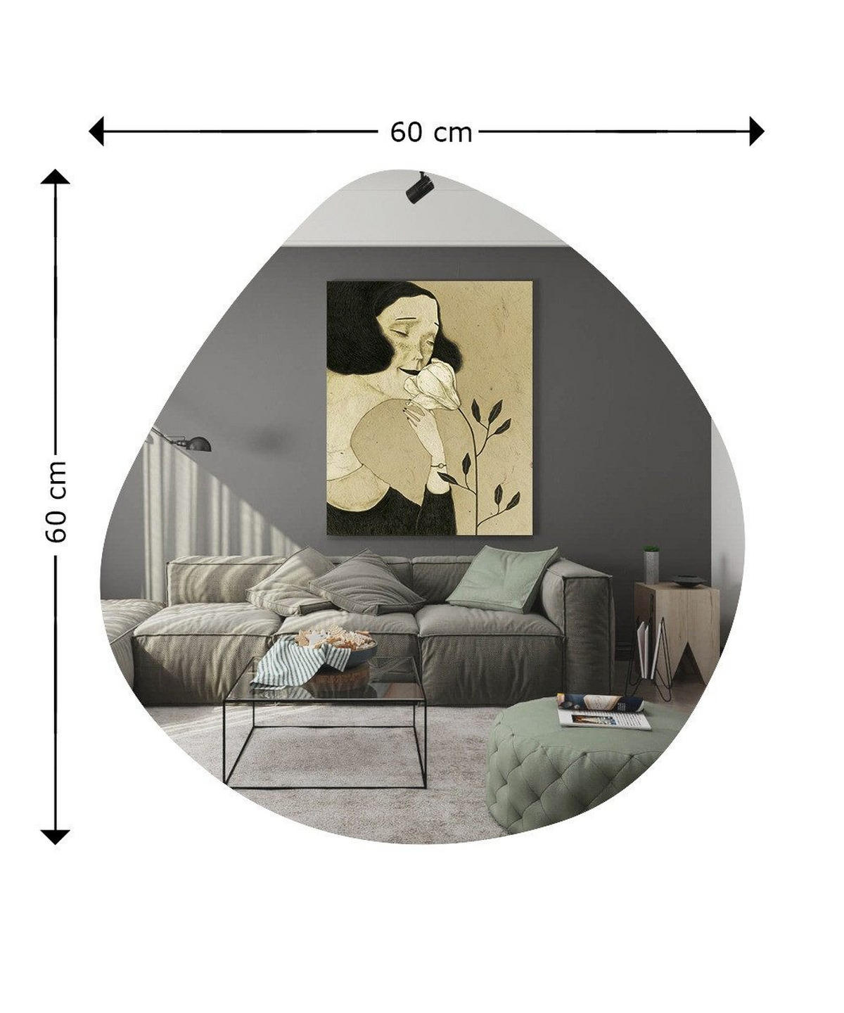 WANDSPIEGEL Transparent Asymmetrischer Dekospiegell - Transparent, Holzwerkstoff (60/60/3cm) - Ibonto