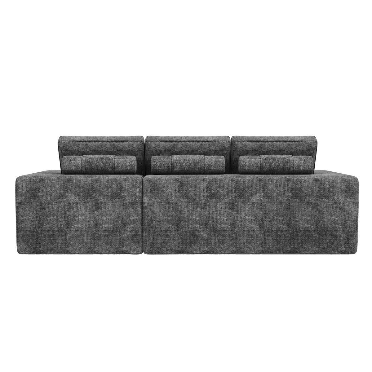 WOHNLANDSCHAFT 253/161/89 cm Hellgrau mit 1 Fußhocker - Hellgrau, Textil (253/89/161cm) - Oxeza