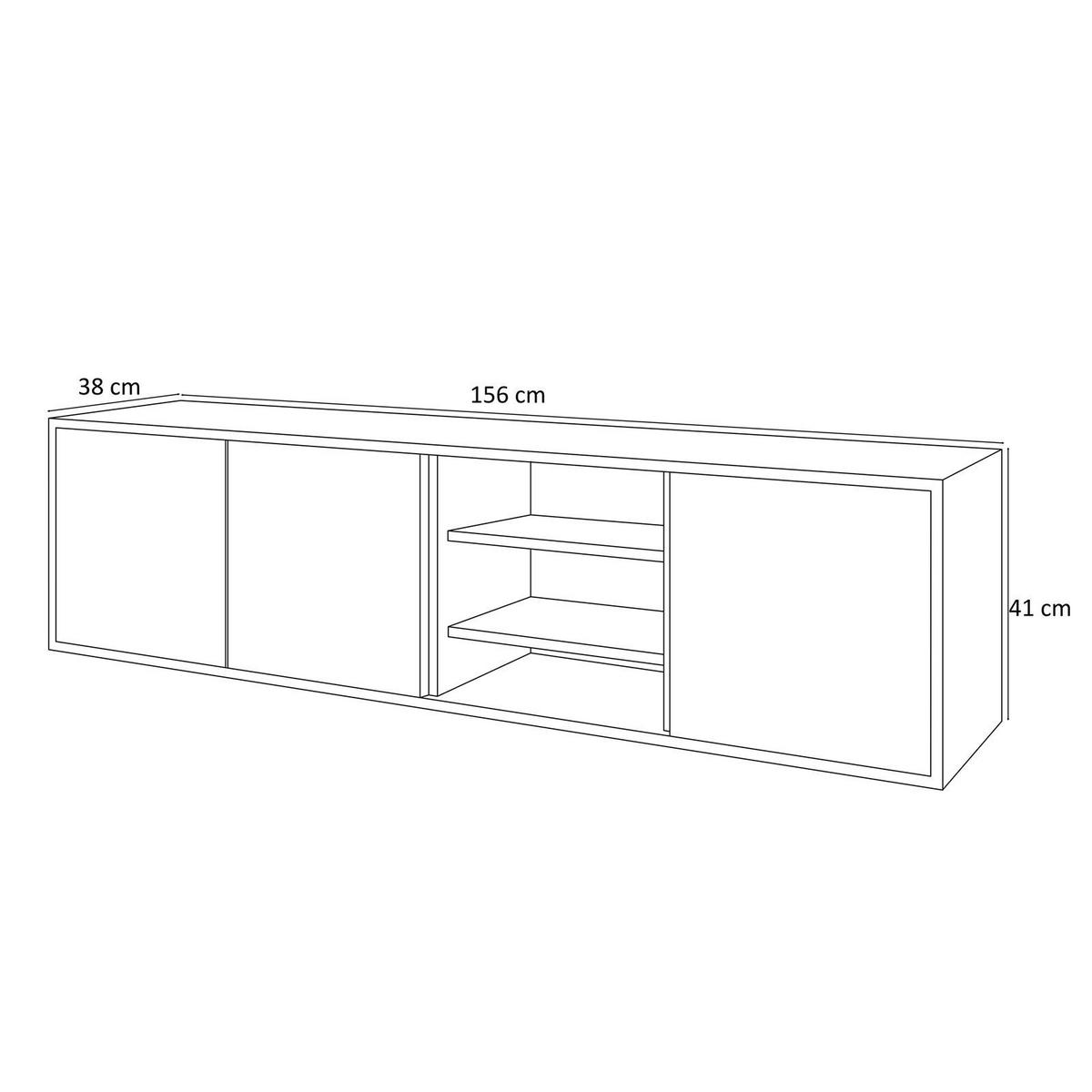 TV-ELEMENT SANAYI Hängend mit Regalen Eiche Artisan/Schwarz - Schwarz, Holzwerkstoff (156/41/38cm) - Lookway