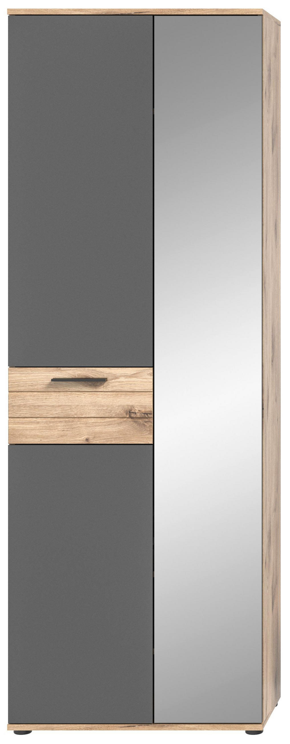 GARDEROBENSCHRANK MASON (B/H/T: ca. 70/200/37 cm) in Nox Oak Nachbildung/Basalt grau - Eichefarben, Holzwerkstoff (70/200/37cm)