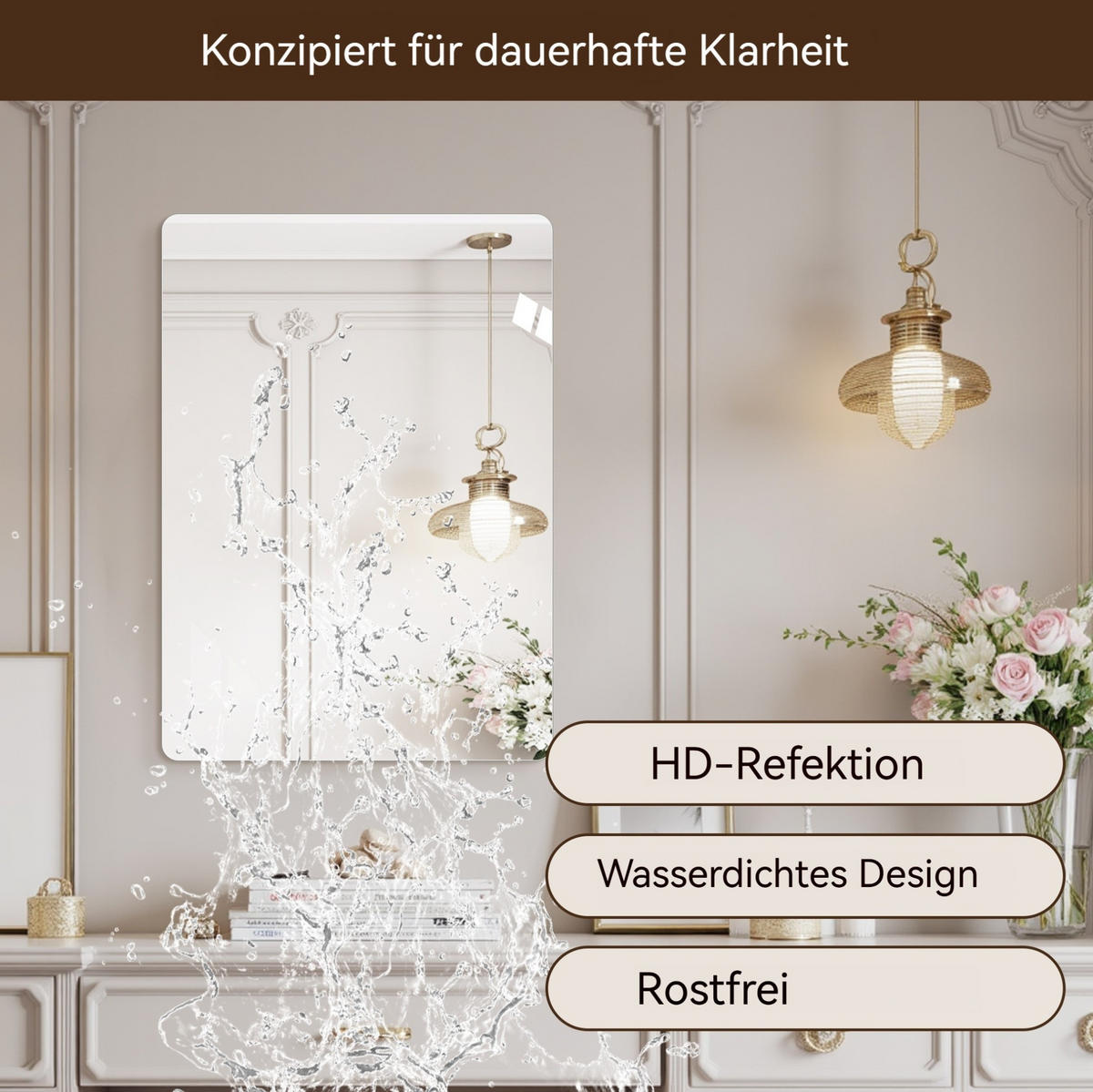 WANDSPIEGEL 100/1,5/60 cm silber aus Glas mit R50-Kanten - Silberfarben, Glas (100/1.5/60cm) - OKWISH