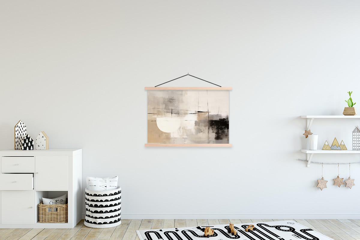 POSTER Abstrakt - Kunst - Grau 90x60 cm - Hellgrau, Textil (90/60/0.15cm) - MuchoWow