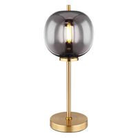 TISCHLEUCHTE Messing Glas rauch - Messingfarben, Glas (18.5/18.5/45cm) - Globo Lighting