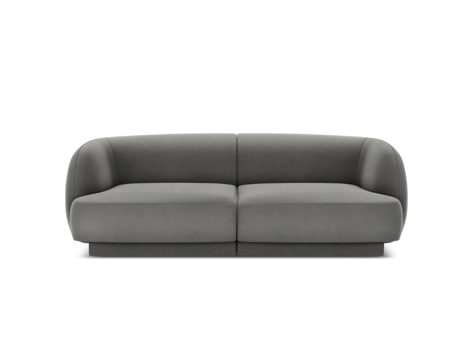 SOFA Miley aus Samt hellgrau 2 Sitzplätze - Hellgrau, Textil (90/70/180cm) - Micadoni