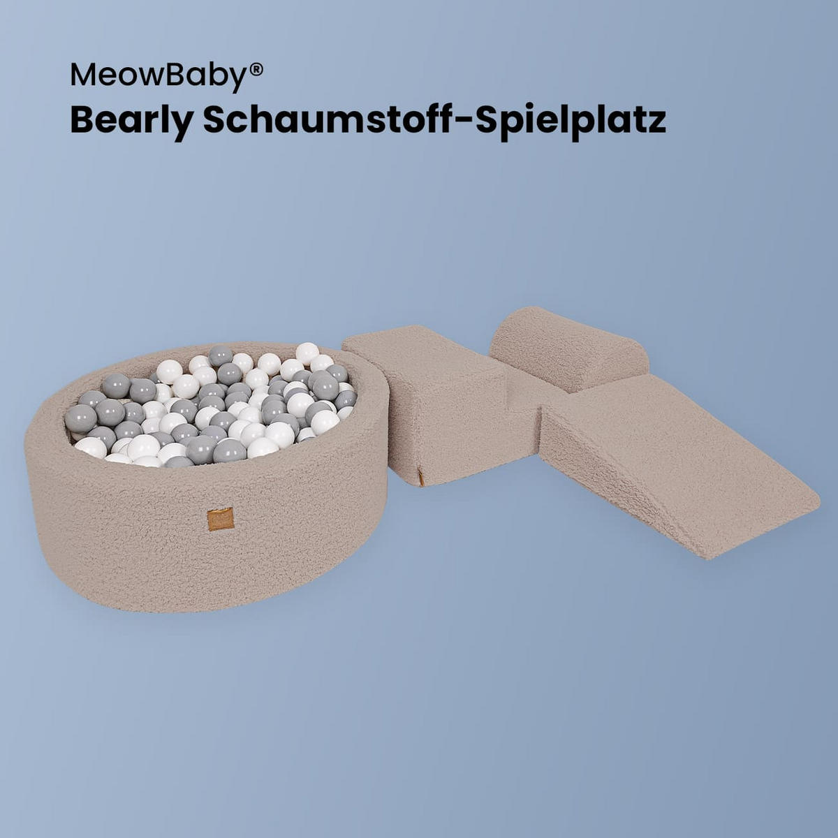 BÄLLEBAD mit Schaumstoff Bausteinen, Bearly, Weiß - Weiß, Textil (230/45/30cm) - MeowBaby