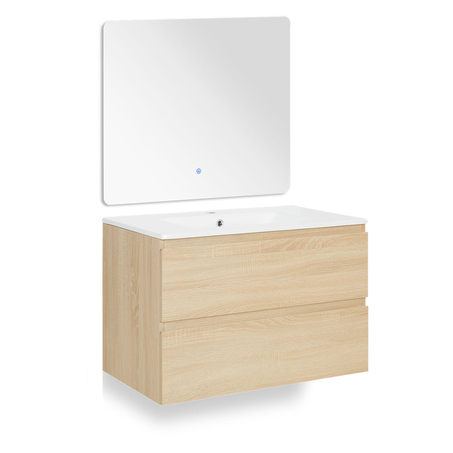 WASCHTISCHKOMBI 80 cm Eiche 3 Teile - Eichefarben, Holz/Keramik (80/124/47cm) - Homestyle4u