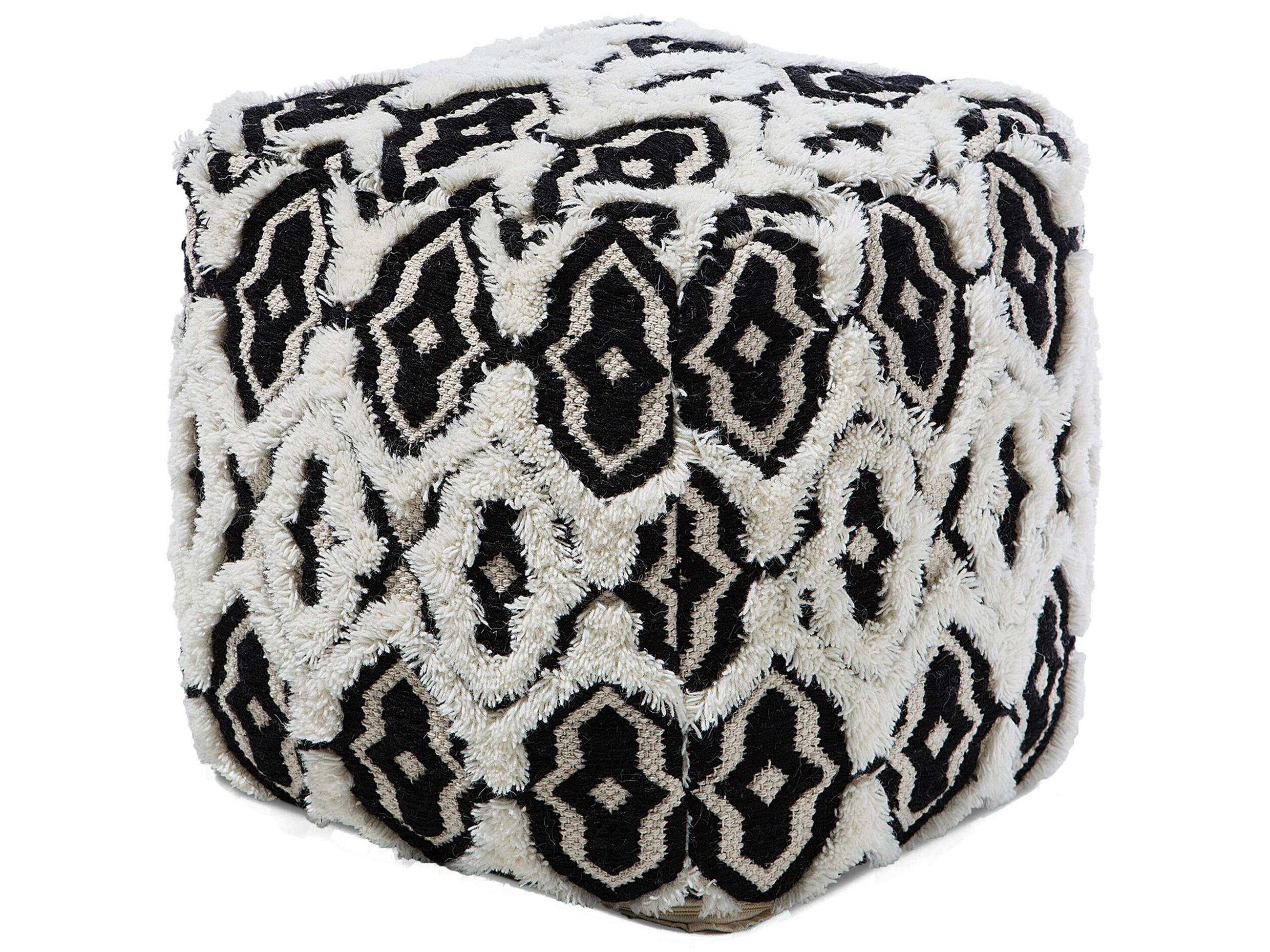 POUF Orai 45/45/45 cm - Schwarz, Naturmaterialien/Textil (45/45/45cm) - Beliani