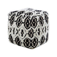POUF Orai 45/45/45 cm - Schwarz, Naturmaterialien/Textil (45/45/45cm) - Beliani