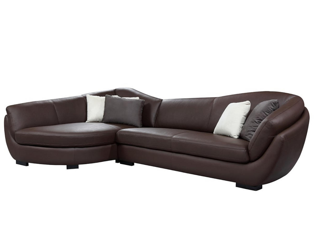 SOFA - 5 Personen - leder - schokoladenbraun Caipi - Braun, Leder/Holz (285/85/175cm) - Vente-Unique