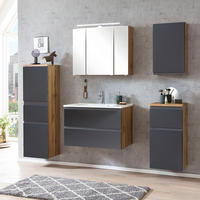 BADMÖBEL-SET 5-TLG. Vasto-03 - Grau, Holzwerkstoff (190/200/47cm) - Lomado